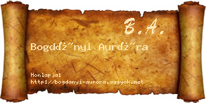 Bogdányi Auróra névjegykártya